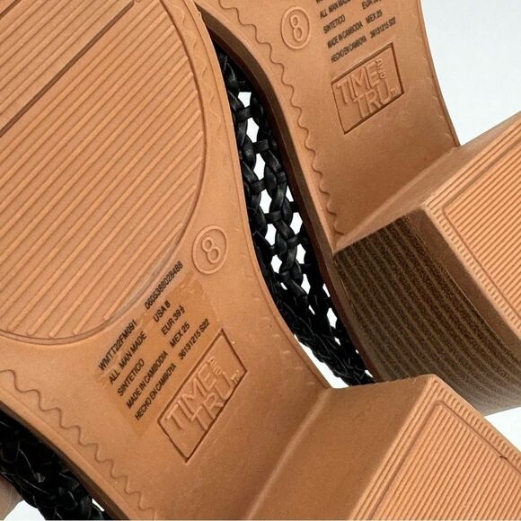 Time and Tru Women Off-White Woven Heeled Chunky Heel Mules Size 8 - Picture 5 of 5